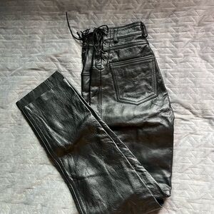 Black High-Waisted Lace-Up Jeans